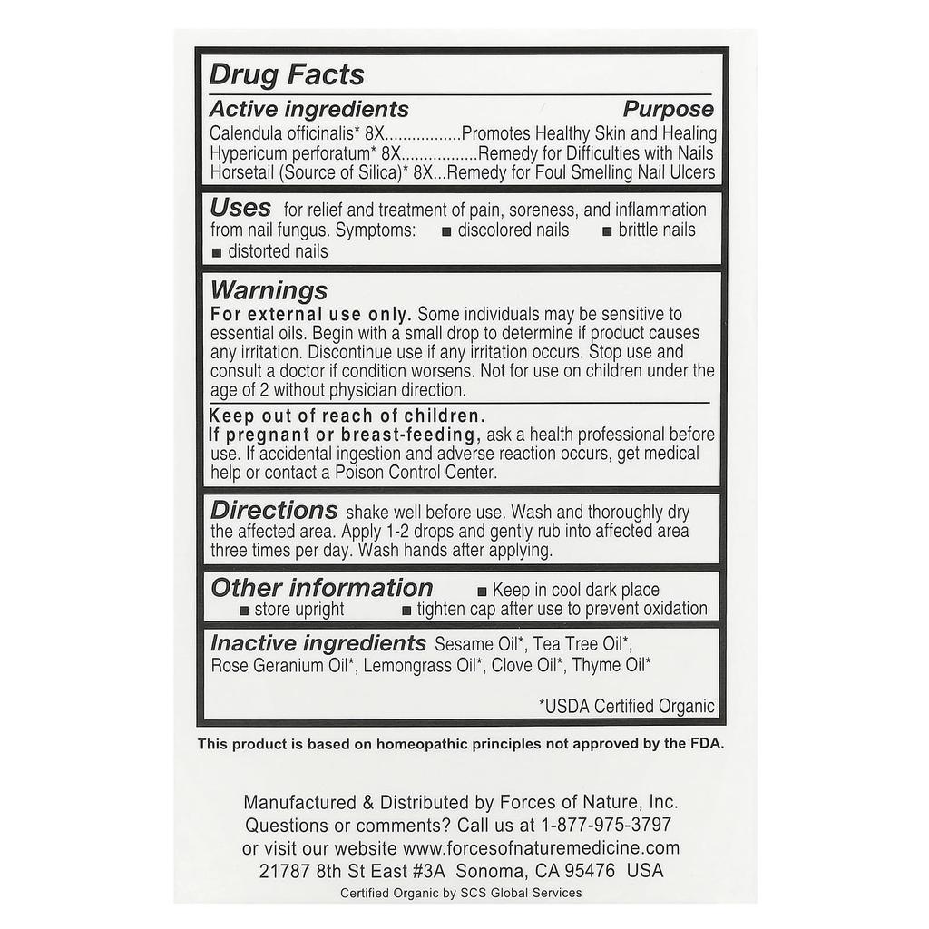 Forces of Nature Nail Fungus, Organic Botanical Medicine, Extra Strength, 11 Ml (0.37)