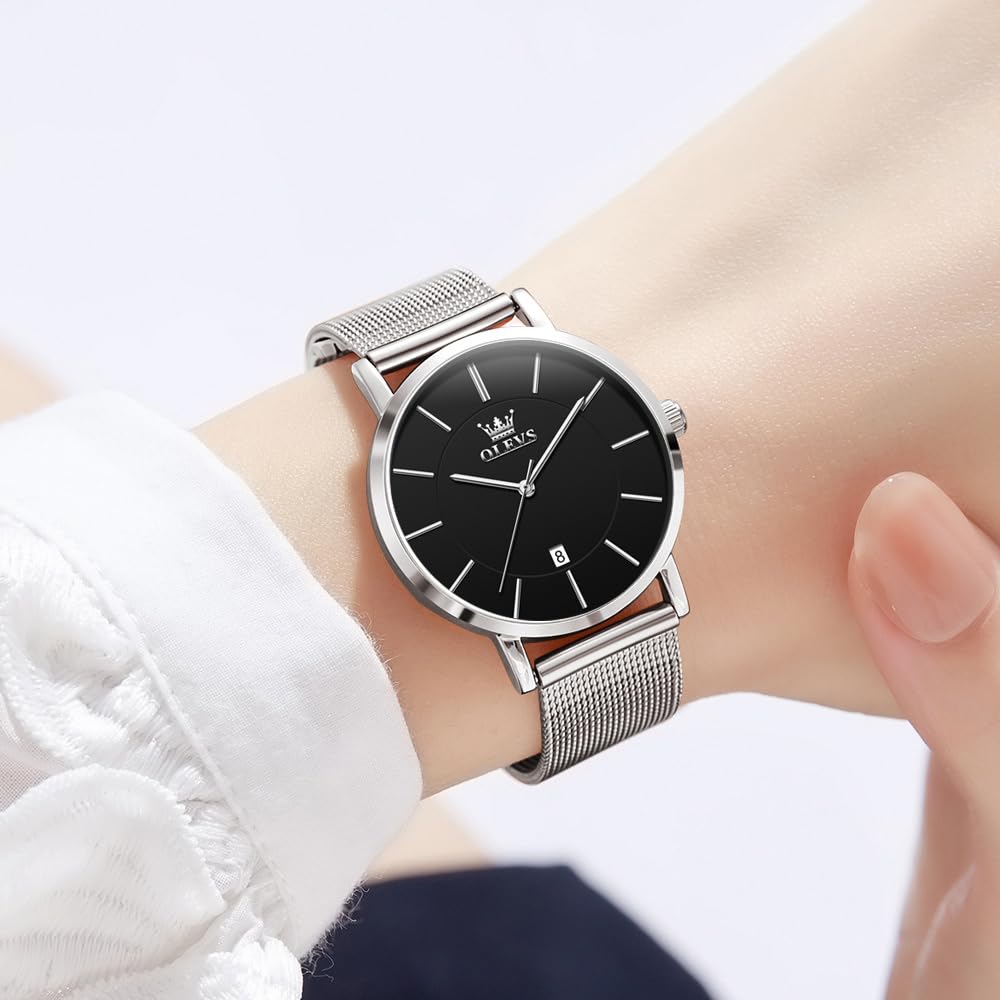 OLEVS Women's Stylish Waterproof Mesh Analog Watch Simple Dial Easy to Read Fashion Ladies Watch