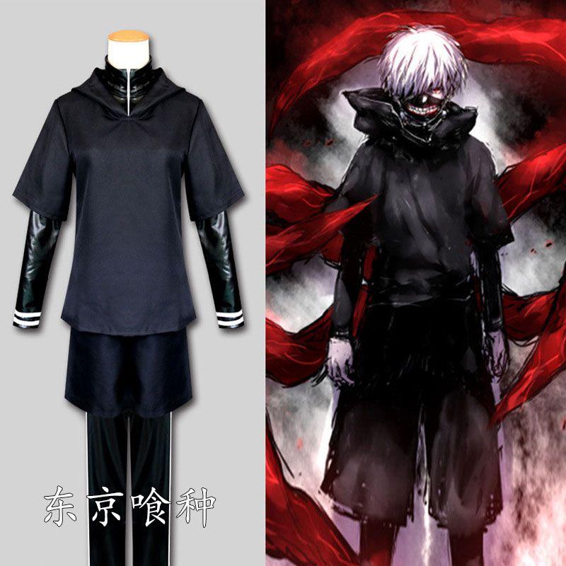 Элегантный костюм Канеки Кена из Tokyo Ghoul в полный рост с модным дизайном, идеально подходит для Хэллоуина и тематических вечеринок