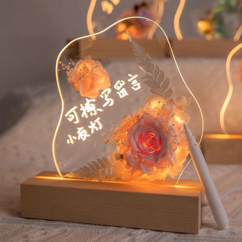 Hot Sale Customized Gift LED 3D Wooden Round Rectangle Base Night Light Lamp with USB