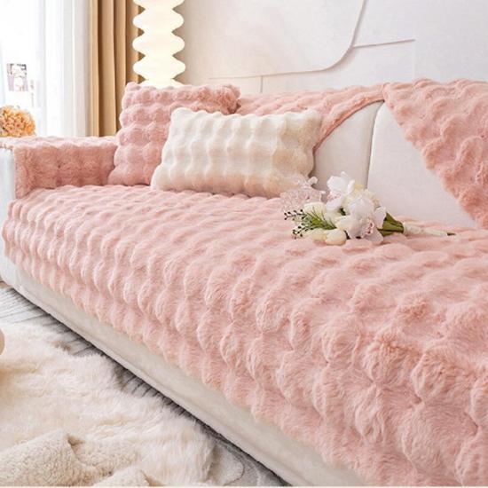 Плюшевая подушка для дивана с кроликом, зимняя мягкая плюшевая подушка, нескользящий кожаный чехол для дивана, тканевое полотенце