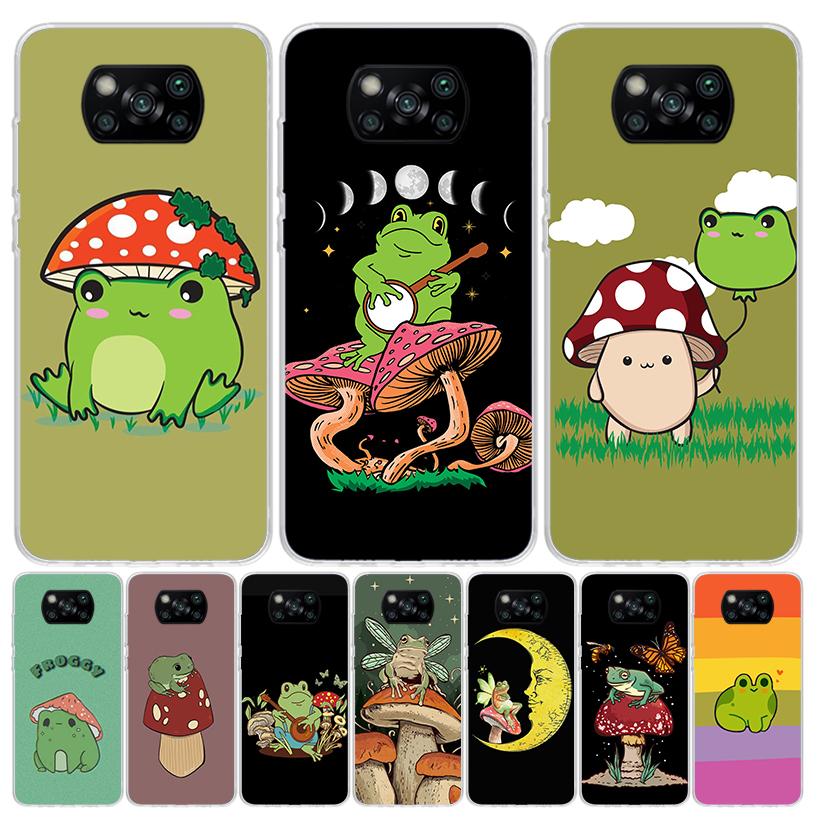 Cottagecore Frog Mushroom Kawaii Case Phone Cover for Xiaomi Redmi Note 10 9 9S 8 8T 7 5 Pro Mi 12T 11T 10T 9T 12 11 Lite A3 A2