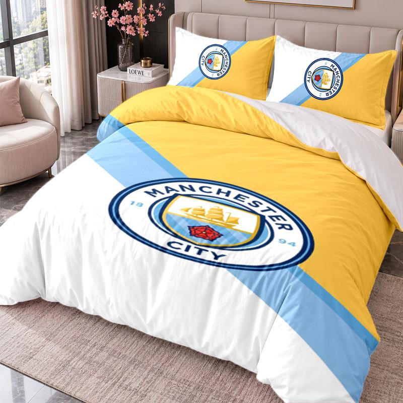 Manchester City 3Pcs Bedding Set Duvet Cover With Two Pillowcases For Bedroom Home Decoration