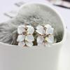 Cute Gardenia Flower Rhinestone Inlaid Ear Studs Women Earrings Jewelry Gift