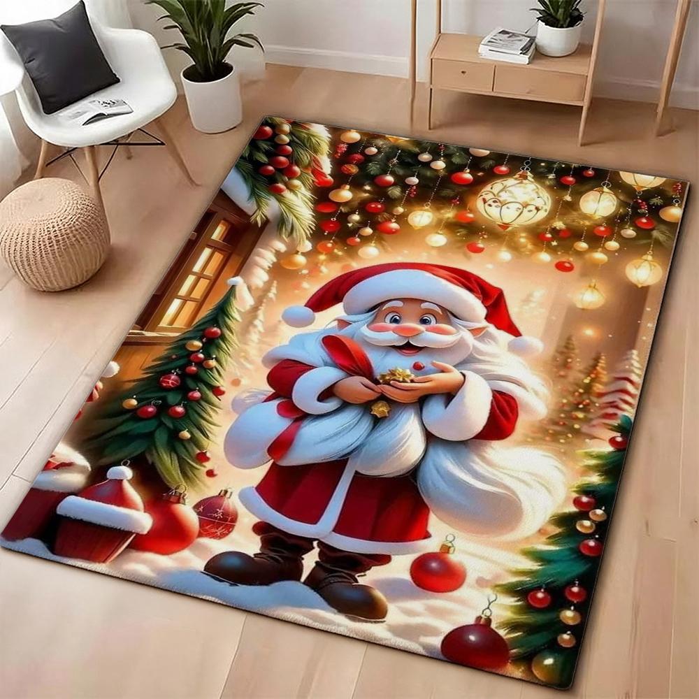 Cozy Christmas Gingerbread Cottage Patterned Rug Allseason Carpet For Study Reading Area Home Decor New Year Gift