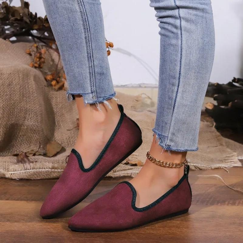 Women's Classic Ballet Flats Slip On Pointed Toe Casual Female Loafers Soft-soled Flat Breathable Shoes 35-43