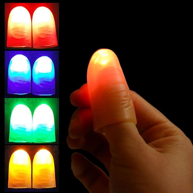 2Pcs Magic Light Up Finger Led Thumb Magic Trick Props Christmas New Year Party Novelty Funny Toys Glow In The Dark Kids Gifts