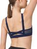 Yvette Sports Bra with Mesh Adjustable and Navy XL Women's Panels, Crossback, Straps, Quick-Drying, Sweat-Wicking, Cups, Blue,