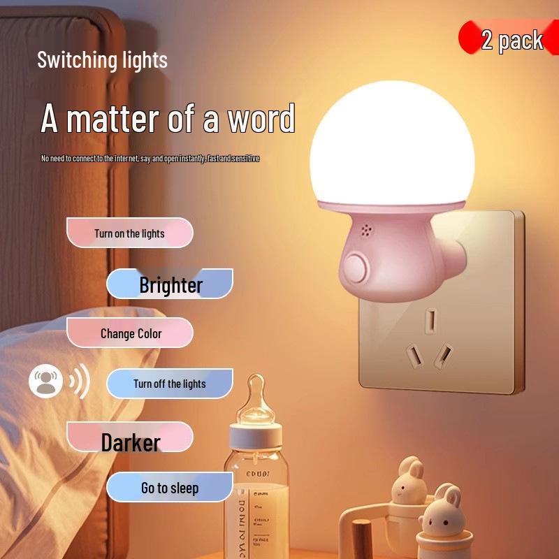 Smart Voice-Controlled Eye-Protecting Night Light with Remote and Wake-Up Feature for Energy-Saving Bedroom Ambiance.