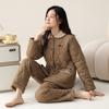 Зимний флис Утолщенный Коралловый флис Женская домашняя одежда Трехслойный На подкладке из чистого хлопка Осенне-зимняя фланелевая пижама Женская