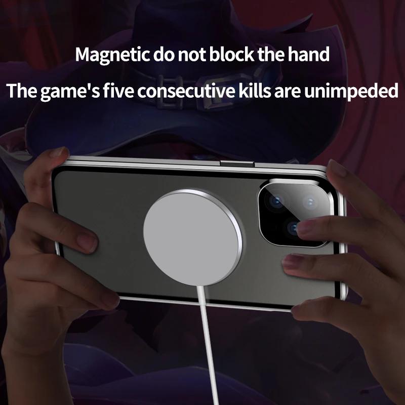360° полностью закрытый объектив стекло для iPhone 16 15 14 13 12 Pro Max Plus металлический алюминиевый сплав магнитный защитный чехол Magsafe