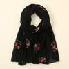 New Fashion Embroidery Floral Long Scarf Hijab Woman Cotton Shawl Summer Solid Color Wraps For Ladies Stole Headband