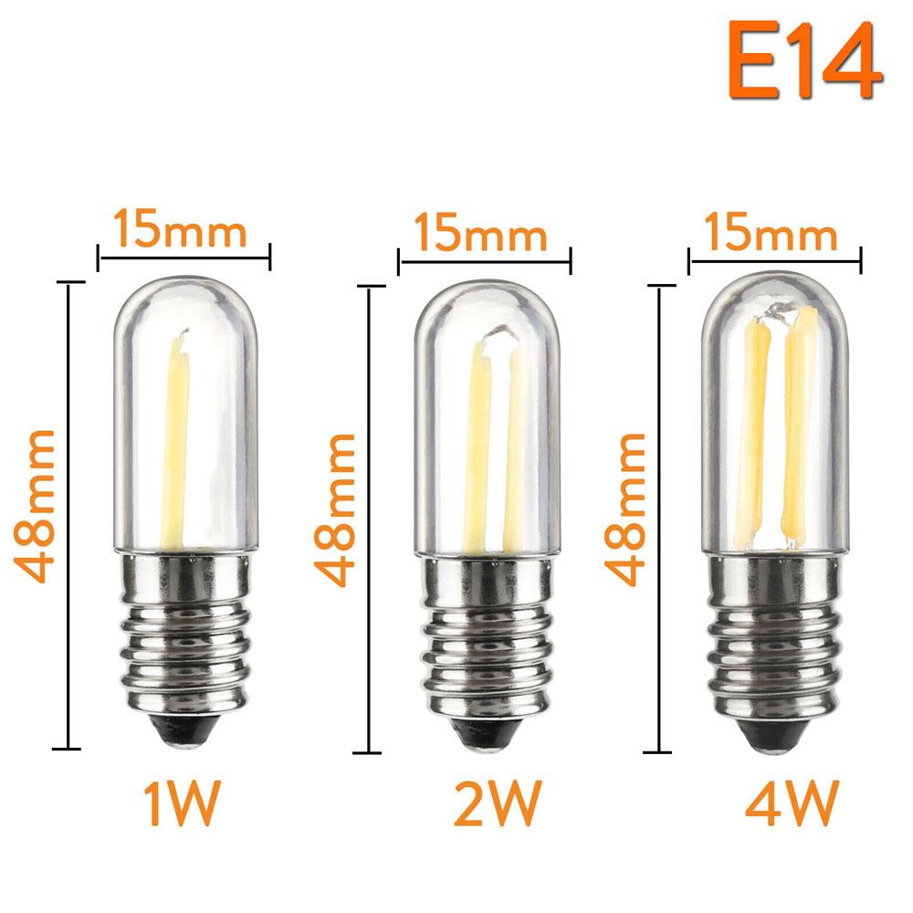 E14 E12 Led Refrigerator Bulb 1w Filament Fridge Bulbs Cob Chip For Bulb 2w 4w Light 220v White Dimmable Warm White Night Lights