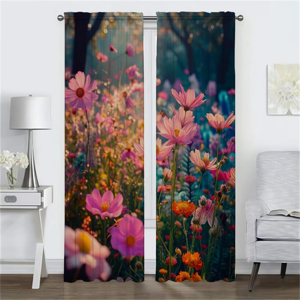Занавеска для окна Wildflower для комнаты, 2 панели, противомоскитные шторы, разделительные шторы для домашнего интерьера, украшения на Хэллоуин