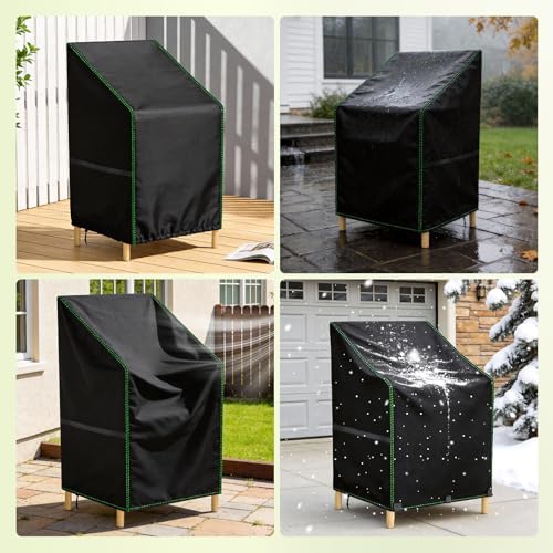 Zocipro 2 Pack Garden Chair Cover, 64x64x70/120cm Waterproof UV Resistant Outdoor Chair Protective Cover