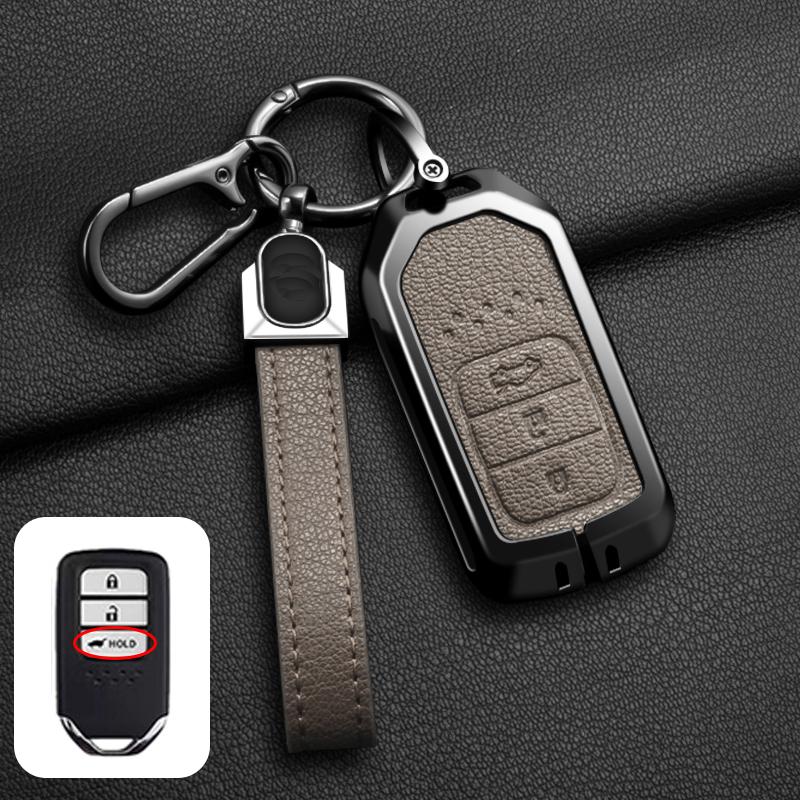 Zinc Alloy Leather Car Key Cover Shell Case for Honda Civic CRV HRV Accord Pilot Fit Freed Vezel Odyssey 2018 - 2022 Accessories