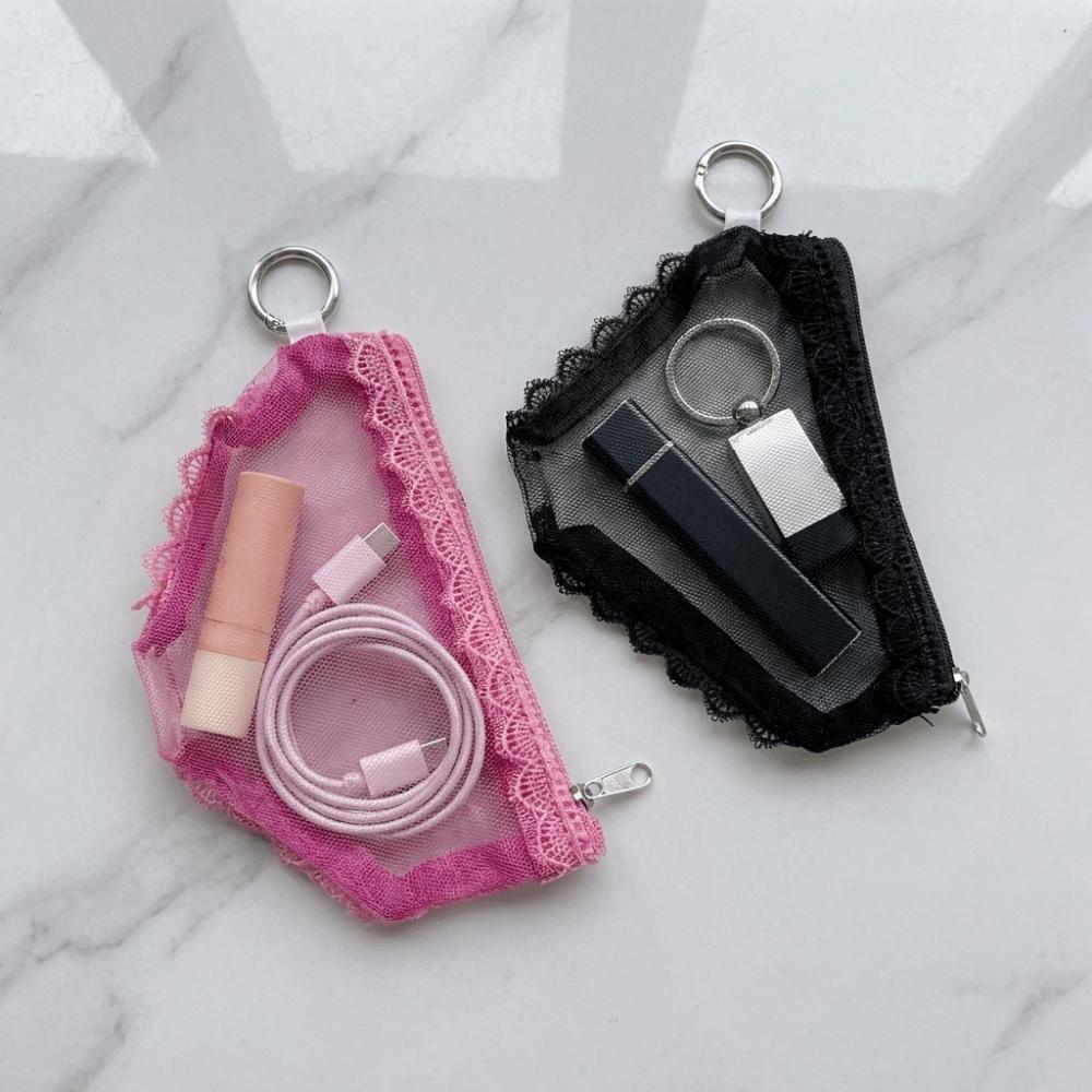 Lace Trim Mesh Toiletry Bag Mesh Jewelry Organizer Creative Briefs Shape Cosmetic Bag Jewelry