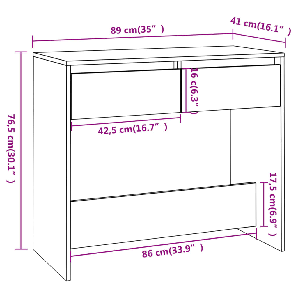Vidaxl Stolik Konsolowy, Białe, 89X41X76,5 Cm, Materiał Drewnopochodny