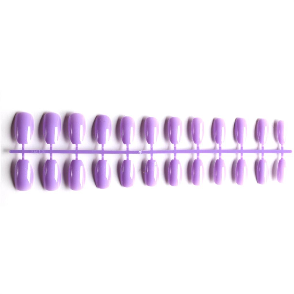 Pack of 24 Short Ballerina Safe Scratch-resistant Coffin False Nails French Style DIY Graceful Personality Acrylic Nail