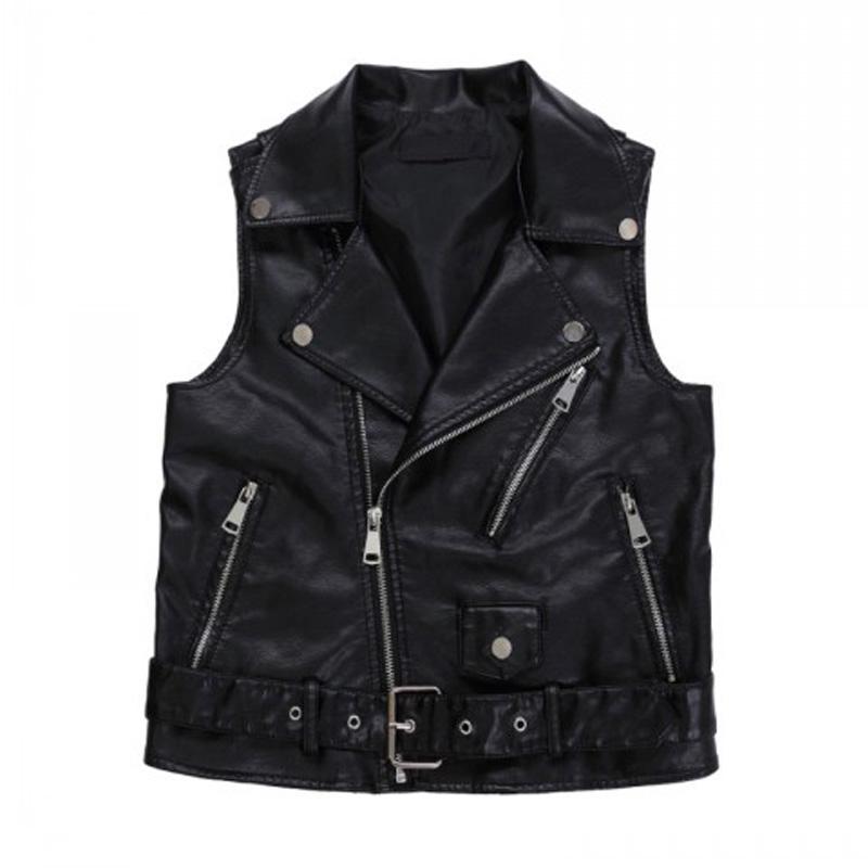 PU Leather Waistcoat Women Motorcycle Zippers Vest Coat Sleeveless Pockets Vests Large Size Tops