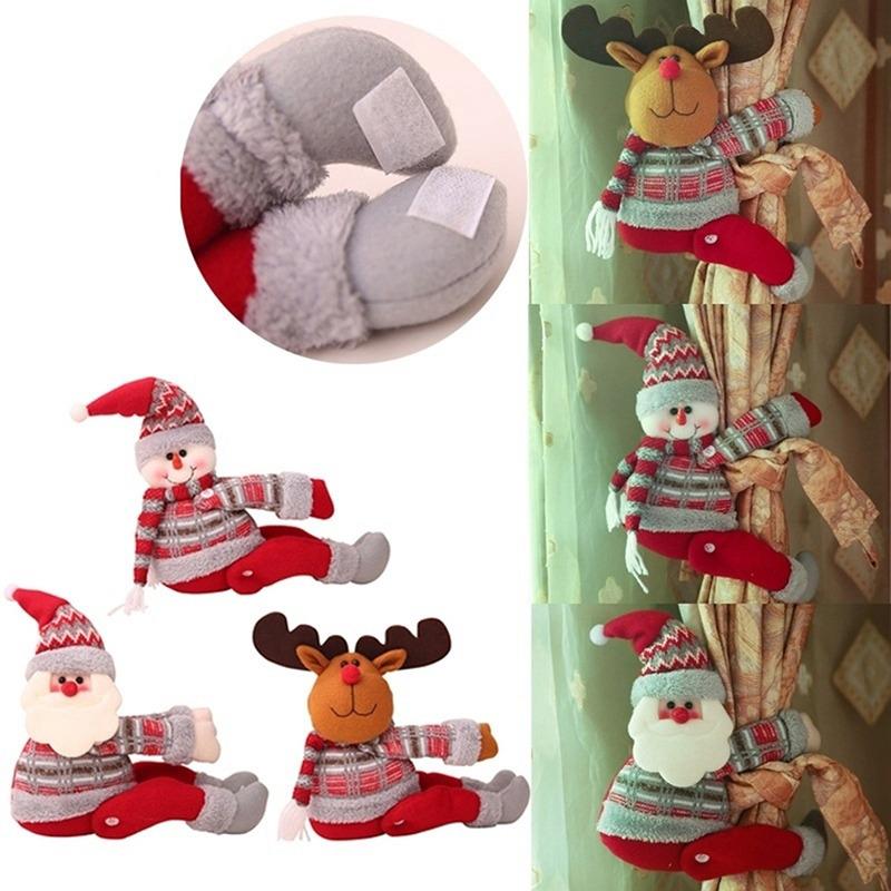 Christmas Curtain Buckle Christmas Home Decorations Santa Claus Snowman Window Ornament Decor Supplies Festival Kids Gifts