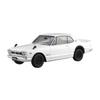 AOSHIMA Bunka Kyozaisha 124 Rakupla Snap Car Series KPGC10 Skyline HT 2000GT-R 1971 White Color-coded Plastic Model 01-WH