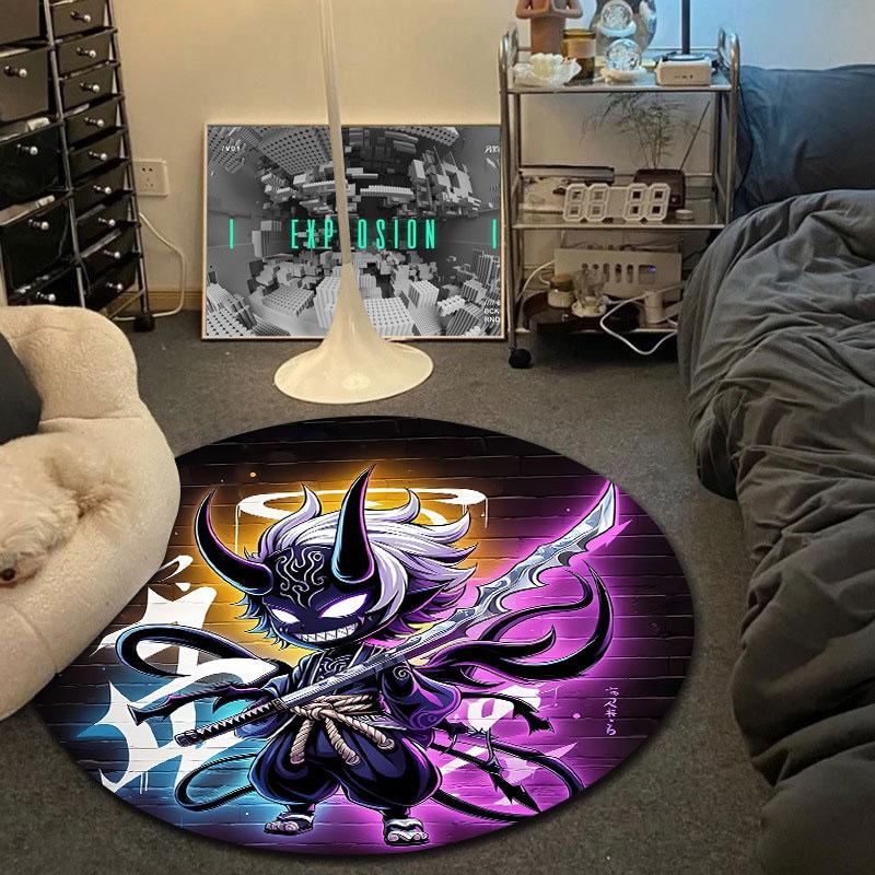 Eclectic Round Halloween Multicolor Rug Pad, Non-Slip Floor Mat for Bathroom