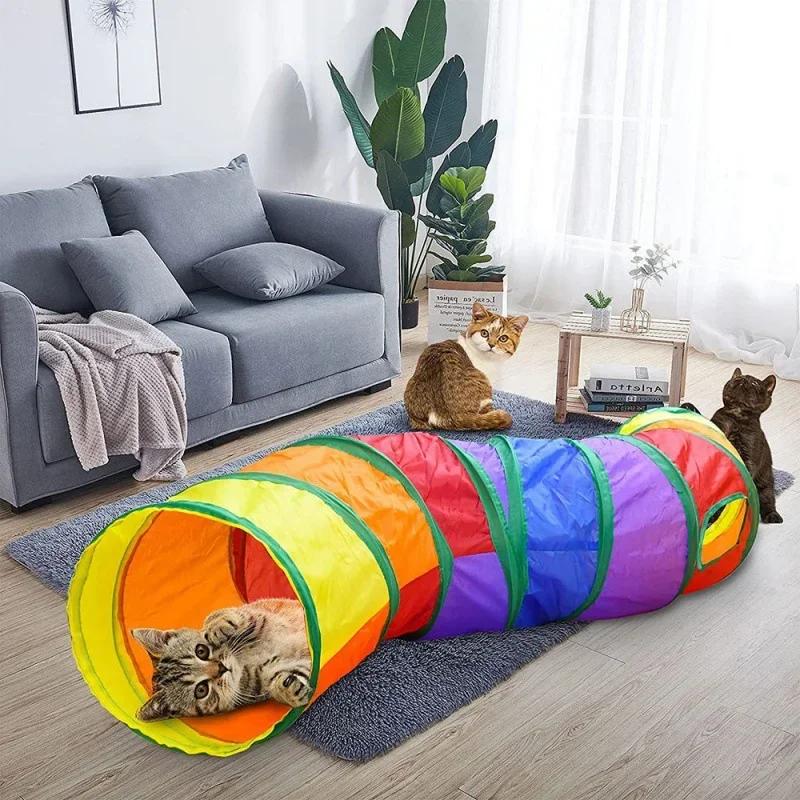 Кошачий туннель Складной Игрушки для кошек и домашних животных Котенок Дрессировка питомца Интерактивный Веселый Игрушка Туннель Скука Подходит для Щенка Котенка Кролика Игровой Туннель Трубка Декор