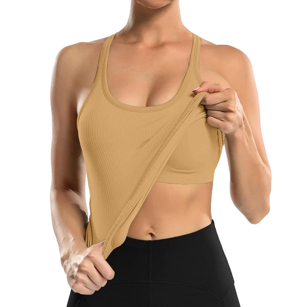 Breathable And Shock-absorbing Sports Bra With Chest Cushion And Herringbone Thread Top For External Wear