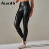 Auroth Womens Faux Leather Leggings Stretch High Waist Pants Plus Size PU Leather Pencil Pants
