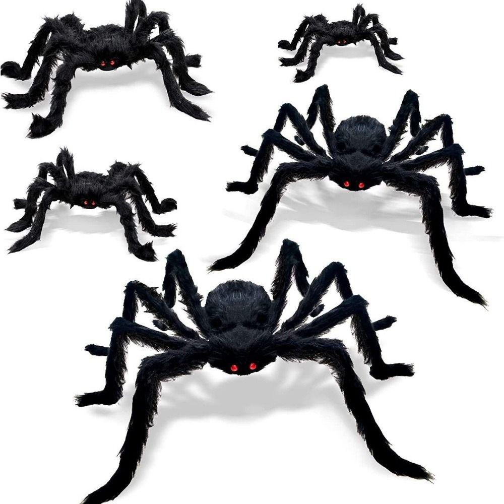 Party Supplies Horror Atmosphere Black Plush Spider Haunted House Halloween Decoration Bar Ornament