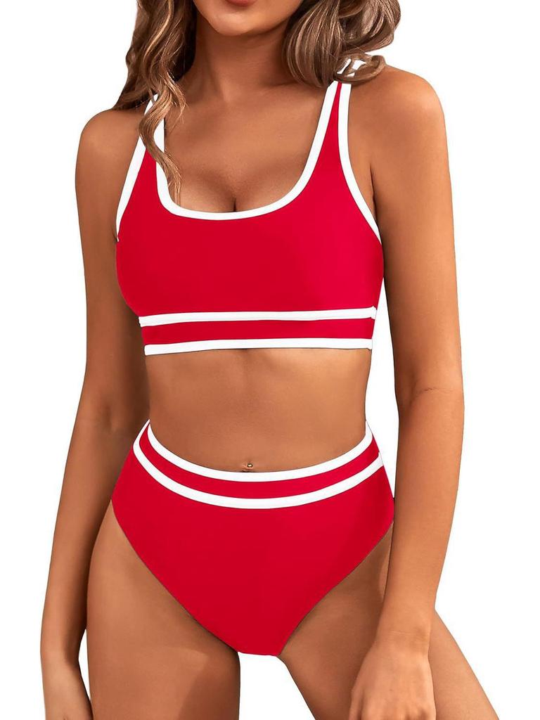 European and American Sexy Solid Color Split Bikini Swimwear for Women