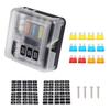 ADPOW 6 Way Circuit Car Boat Fuse Box Holder Waterproof LED Warning Light with Kit ATO ATC Block Fuse Blade Fuse 5A 10A 15A 20A Suitable for Auto Boat