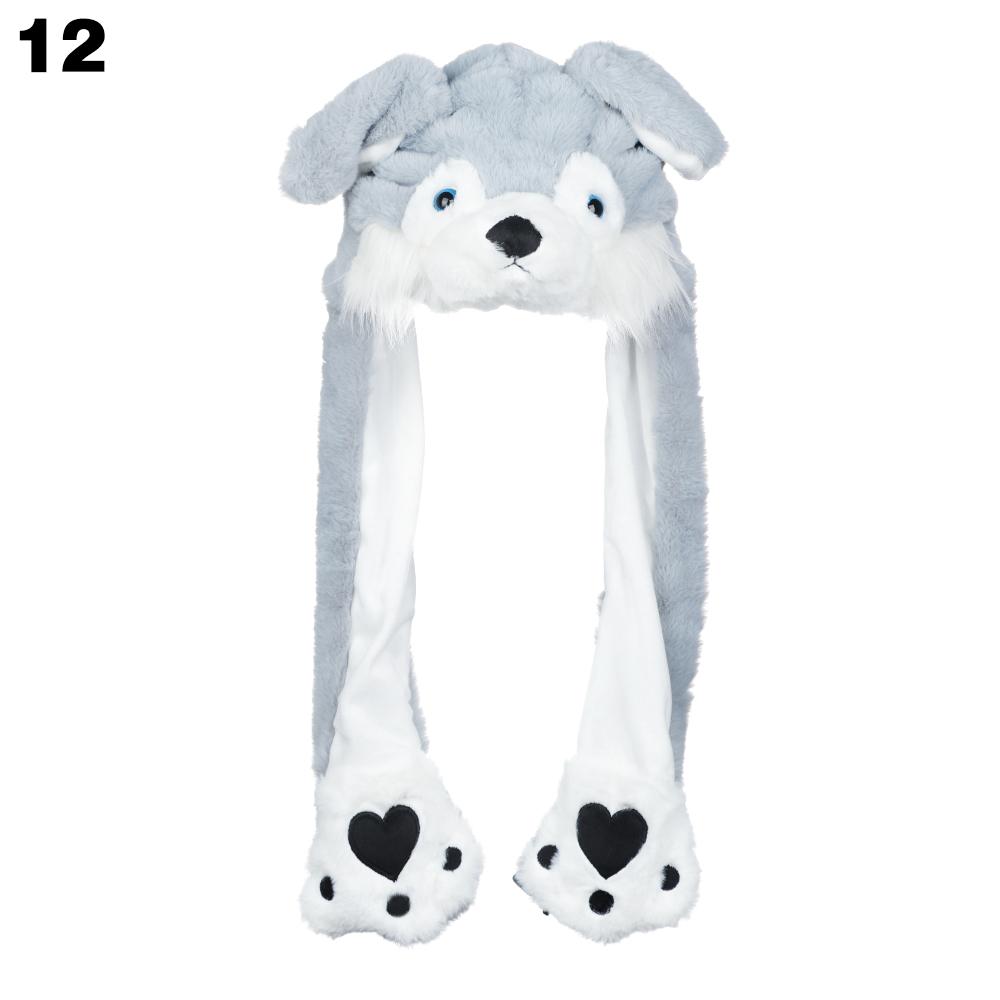 Милая Двигающаяся Прыгающая Теплая Шапка с Ушками Кролика Пинч Подушка Безопасности Забавная Шапка Плюшевые Животные