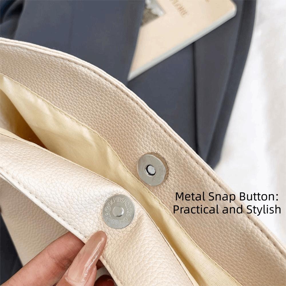 Trendy PU Leather Bucket Bag Large Capacity Soft Underarm Bag Magnetic Closure Handbag Daily Outing