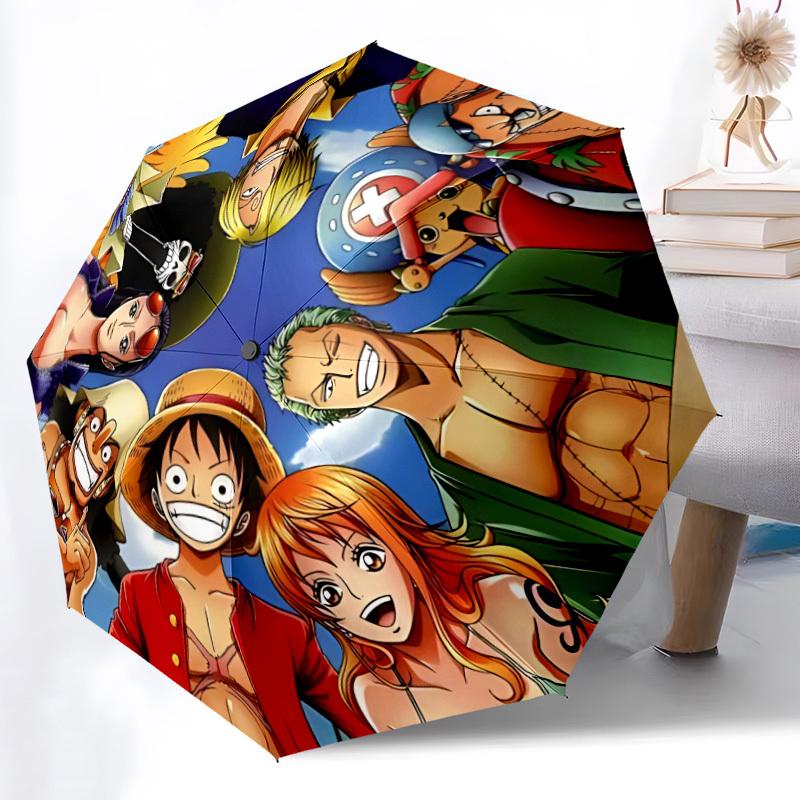 1 шт. One Piece Команда Автоматическое Открытие/Закрытие Складной Портативный Милый Зонт с 8-реберной Конструкцией для Женщин/Мужчин, Всесезонное Использование a0901145