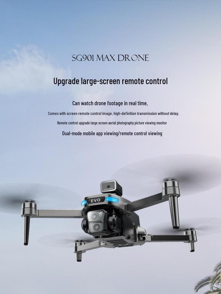 SG901MAX Smart Drone with Brushless Motors, Dual Camera, FPV Screen, GPS, and Obstacle Avoidance