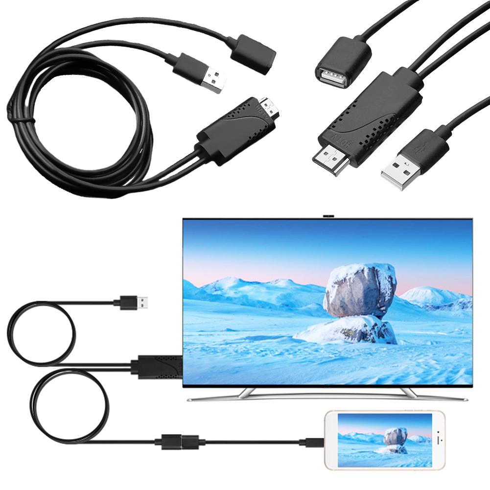 Кабель-переходник 2 в 1 USB-мама на HDMI-совместимый папа 1080P HD для ТВ, проектора, дисплея, донгл для iPhone Samsung Galaxy
