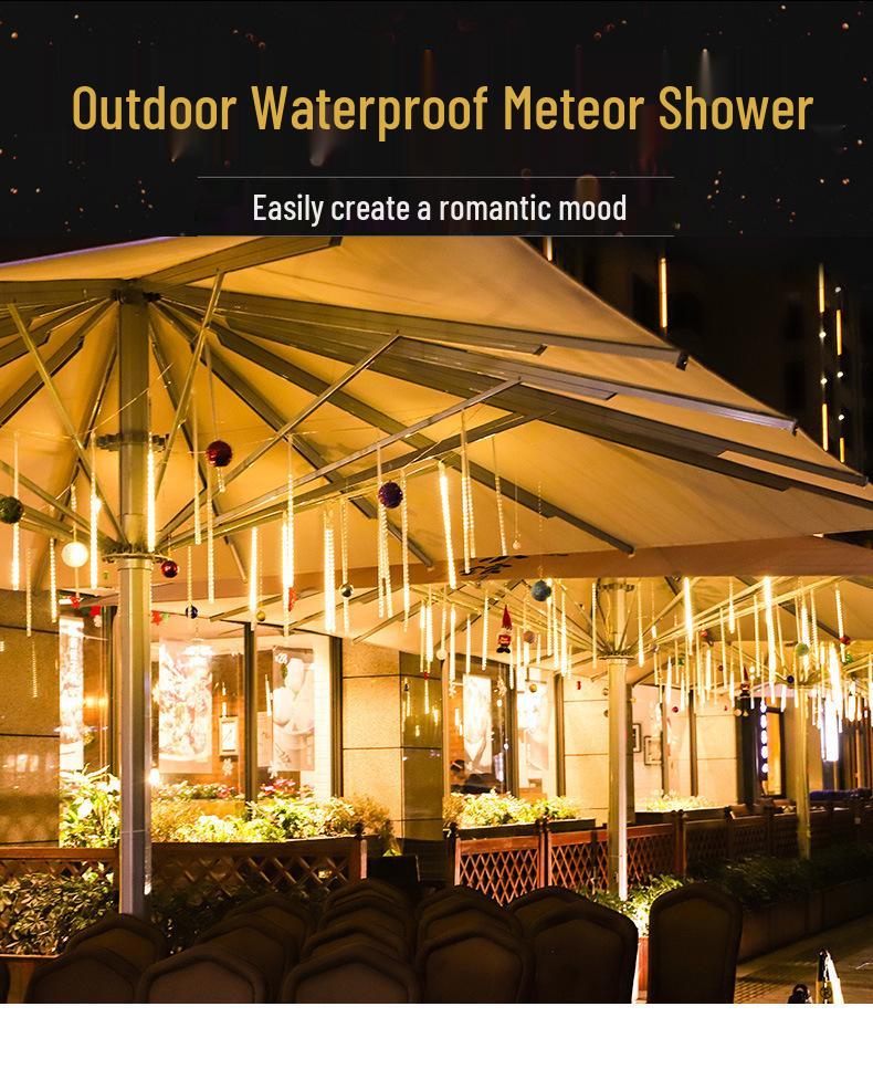 Waterproof Solar LED Meteor Shower String Lights - Outdoor Hanging Decorative Tree Lights