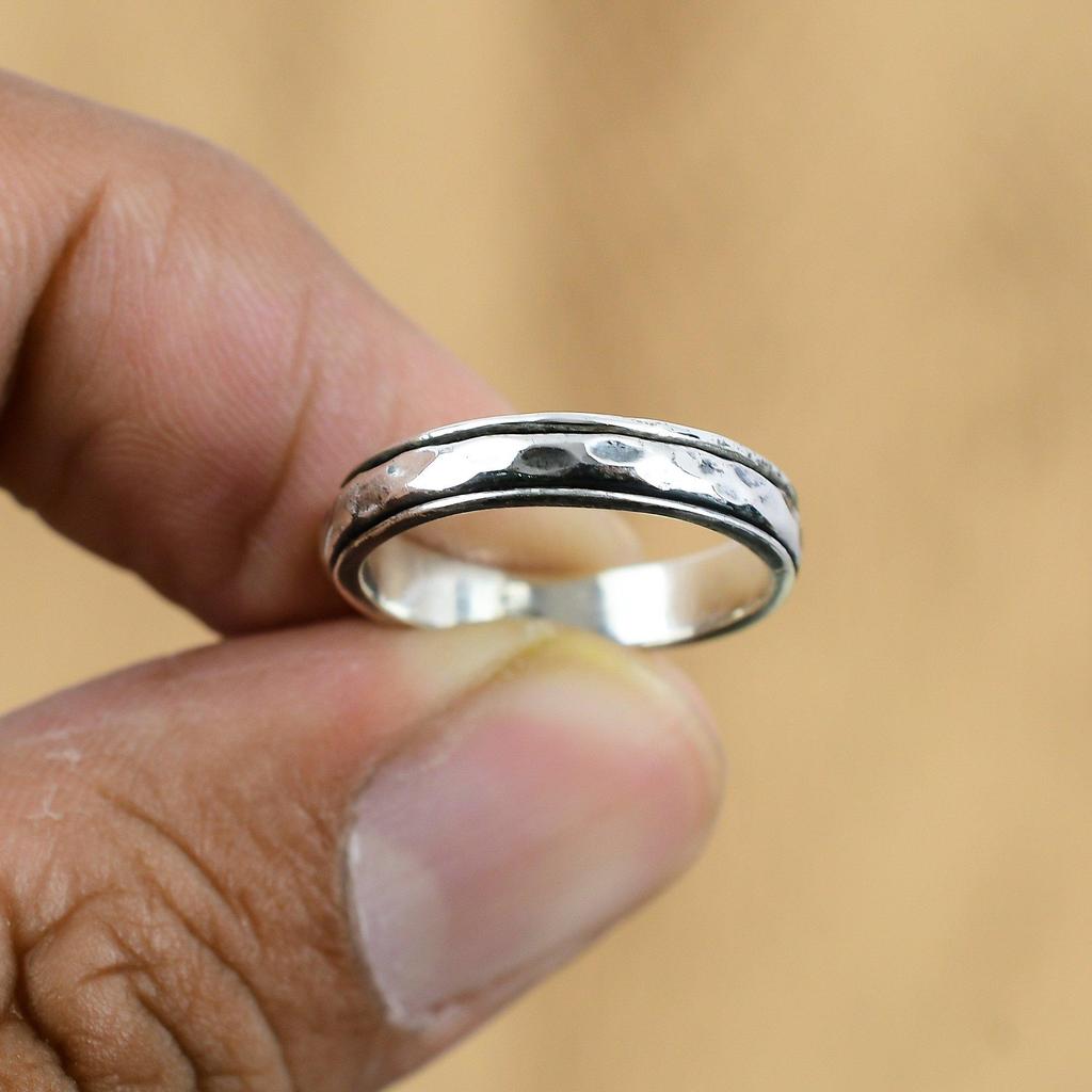 Натуральный Камень Без Камня Серебро 925 пробы Кольцо-спиннер Размер 6.25 для Женщин