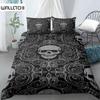 Skull Duvet Cover Set Queen Black Skeleton Paisley Floral Pattern Bedding Set for Teen Adult Polyester Halloween Comforter Cover