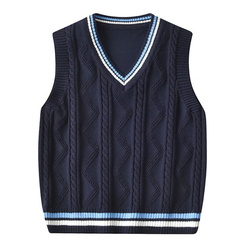 Children's V-neck Knitted Vest Boys and Girls Sleeveless Sweater Top