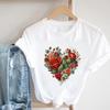 (Asian Size) Women Print Tee Love Heart Trend Cute Style 90s Top Clothing Fashion Tshirt Casual Short Sleeve Lady Female Graphic T-shirt
