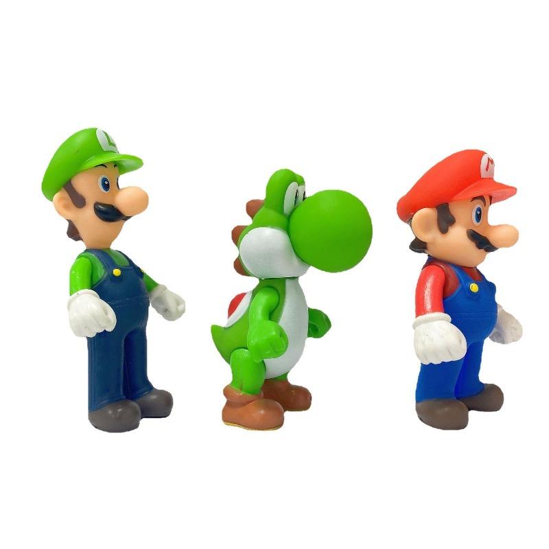 Super Mario Action Figure Set 3pcs Mario Luigi Yoshi Nintendo Game Character PVC Collectible Model Toys Kids Fans Birthday Gift Home Desk Decoration