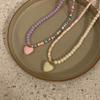 Gift Simple Women Jewelry Accessories Rainbow Color Necklace Korean Necklace Love Heart Pendant