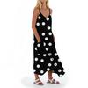 Women's Casual V Neck Dot Print Sleeveless Pocket Suspender Dress
