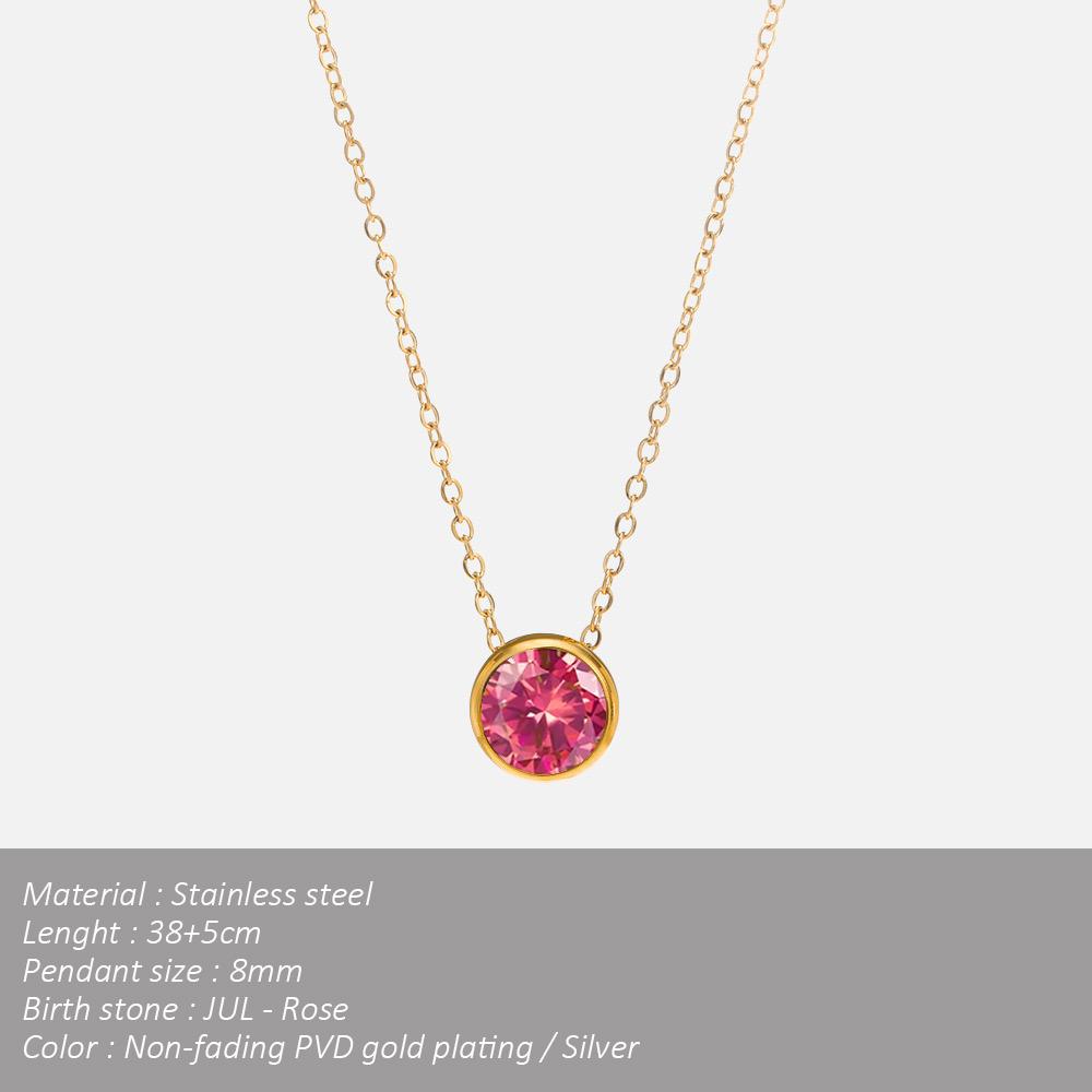 SUNIBI Stainless Steel Birthstone Necklace for Woman Gold Color Bride Designer Pendant Necklaces Birthday Gift Jewelry Wholesale