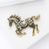 Vintage Rhinestone Horse Brooch Alloy Running Horse Lapel Pin Sweater Cardigan Coat Business Suit Decoration Men Women Clothing Accessories