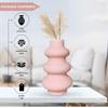 Керамическая ваза «Baby Pink Triple Ring» 8 дюймов — набор из 1 шт. | Декоративная ваза с тремя кольцами для сухоцветов и пампасной травы | Вазы для домашнего декора