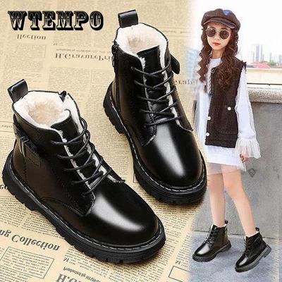 Детские сапоги для девочек, зима-осень, толстые нескользящие ботинки принцессы, детские теплые короткие сапоги в британском стиле